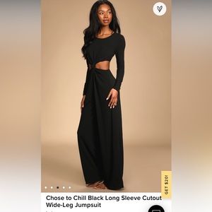 NWT Lulu’s Chose to Chill Long Sleeve Wide Leg Cut out Jumpsuit